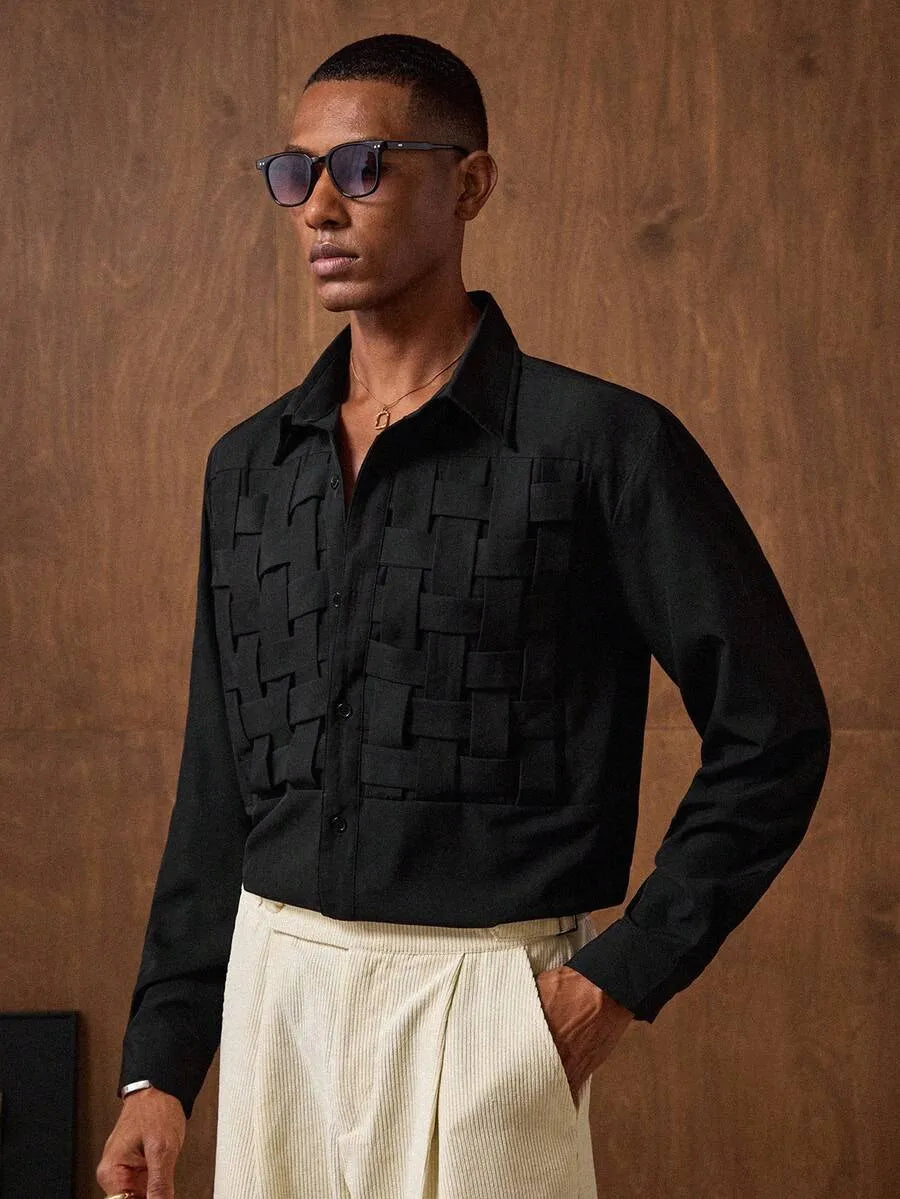 Black Lightweight Long Sleeve Summer Shirt — Men's