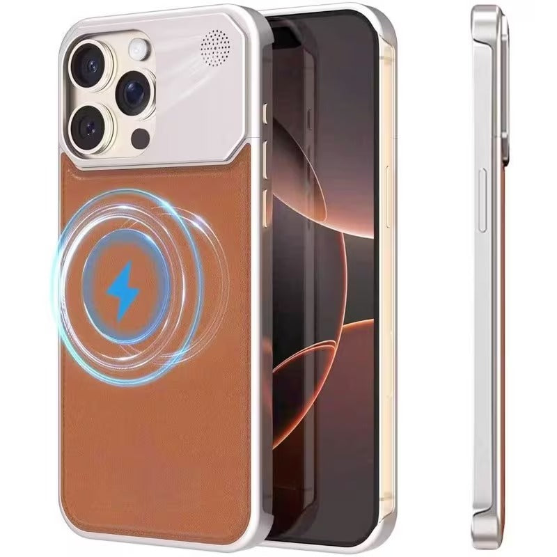 iPhone 16 Pro Max — Leather Metal Case