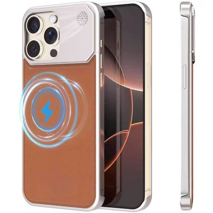 iPhone 16 Pro Max — Leather Metal Case