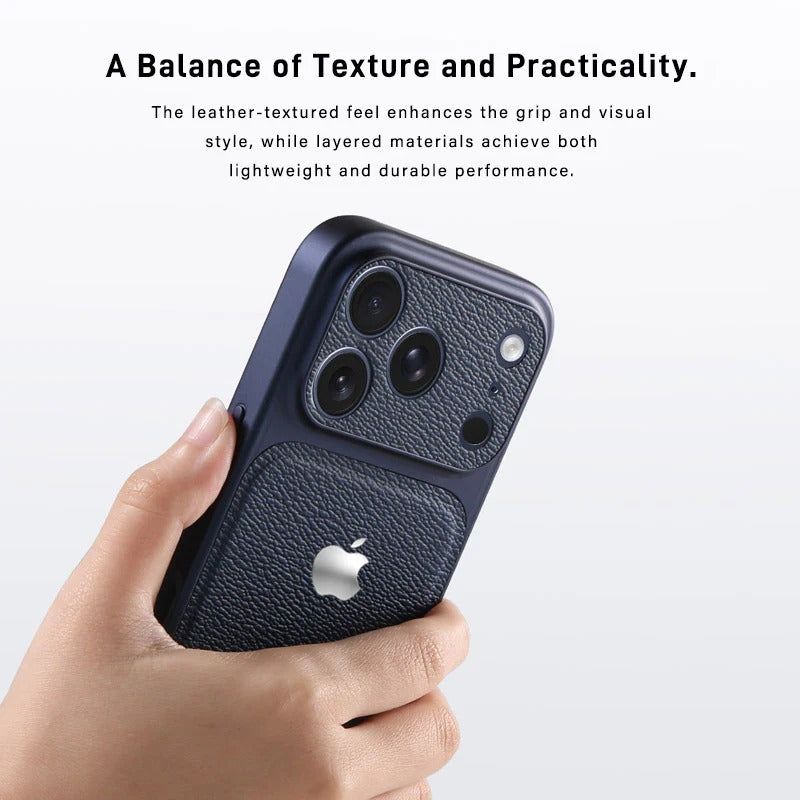 iPhone 17 Pro Max —Khaki Leather Metal Case