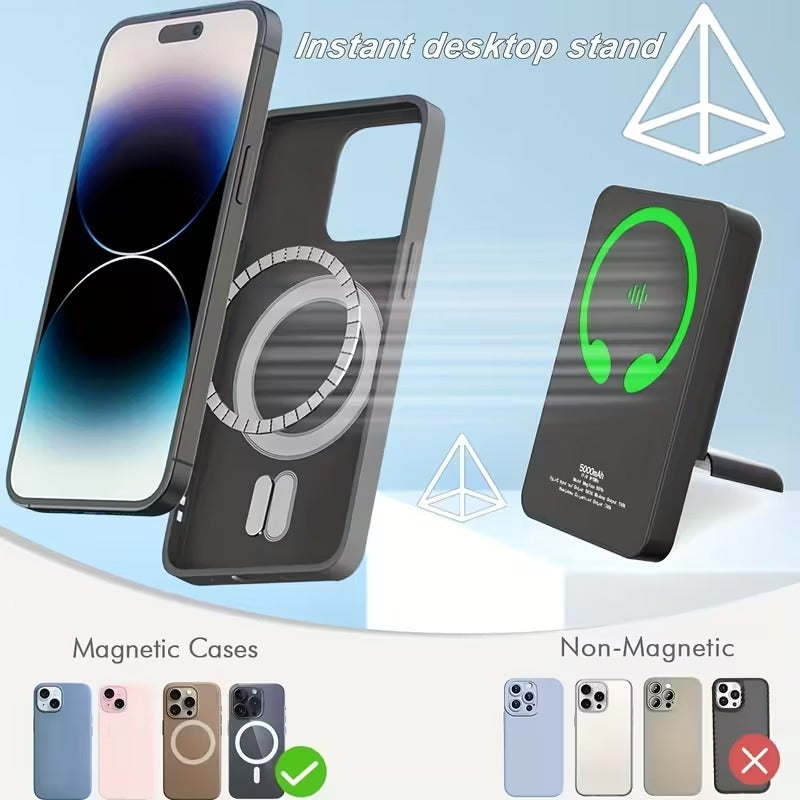 2-in-1 Wireless Power Bank 5000mAh + Earphones Charging Case