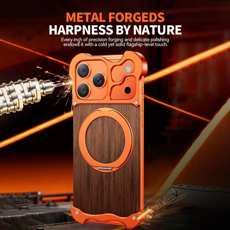 iPhone 17 Pro Max — Wood Metal Case