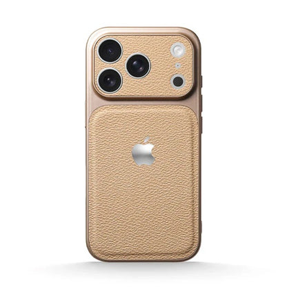 iPhone 17 Pro Max —Khaki Leather Metal Case