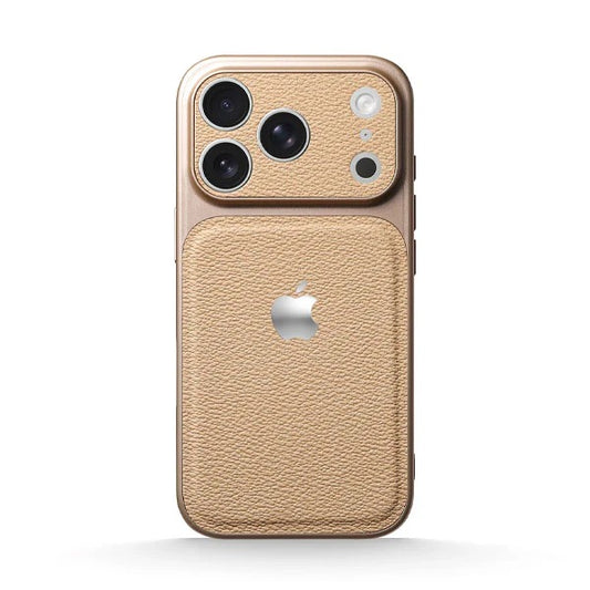iPhone 17 Pro Max —Khaki Leather Metal Case