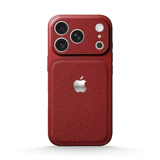 iPhone 17 Pro Max — Red Leather Metal Case