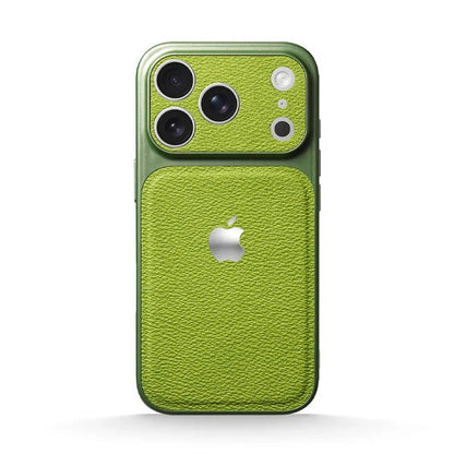 iPhone 17 Pro Max —Matcha Green Leather Metal Case