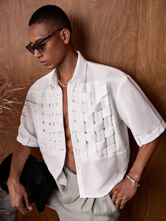 White Lightweight Short Sleeve Summer Shirt — Men's